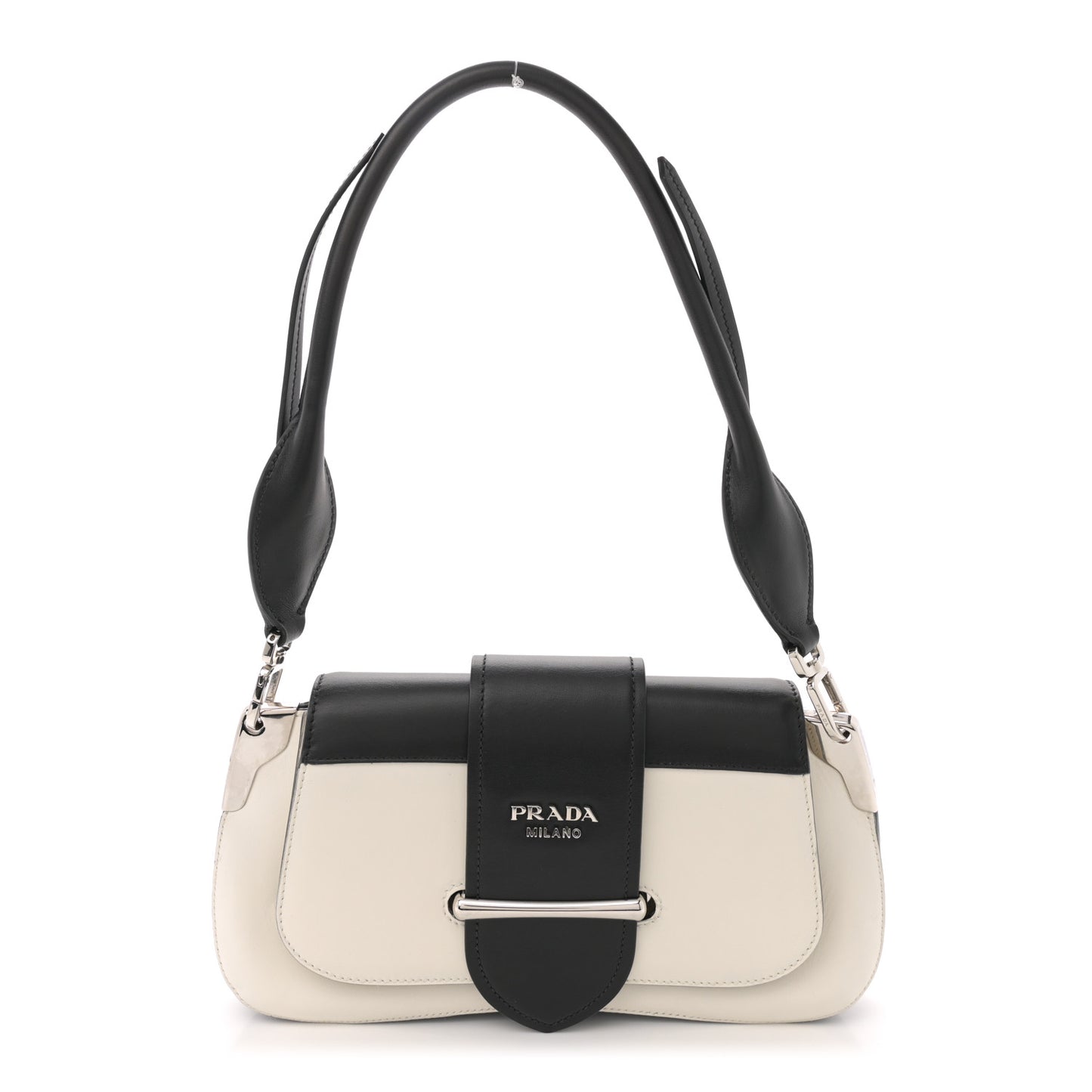 City Calfskin Small Sidonie Shoulder Bag White Black