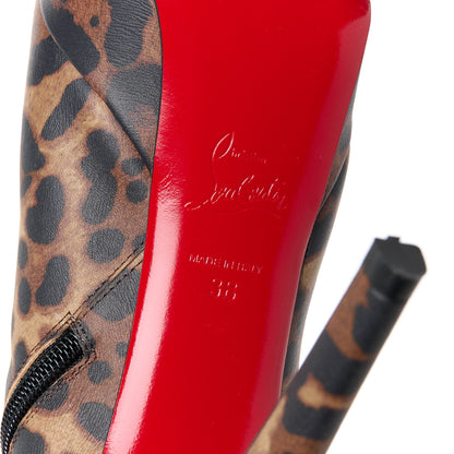 Christian Louboutin Calfskin Leopard Print Bianca 120 Ankle Boots 38 Brown 6 of 8