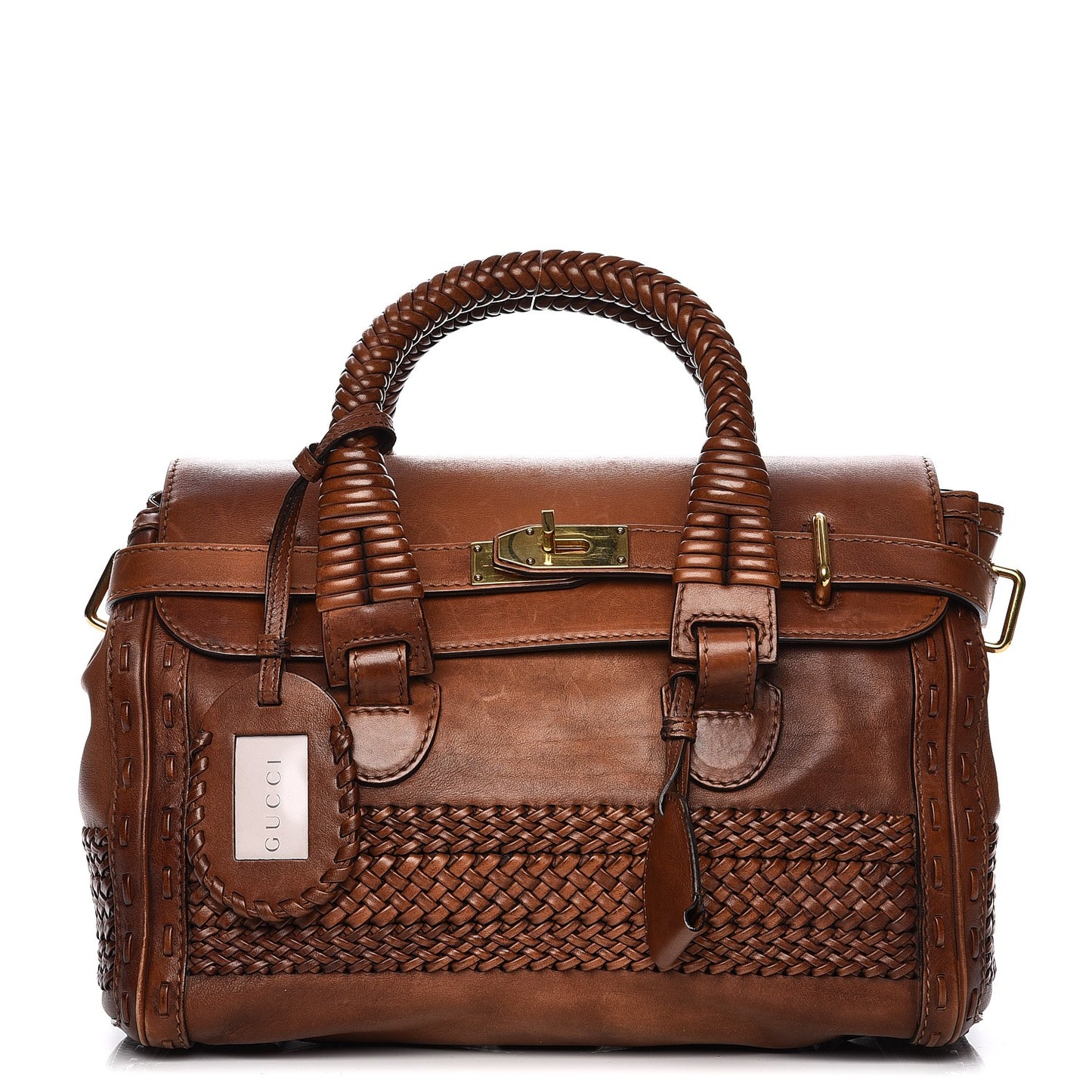 Calfskin Handmade Medium Top Handle Bag Brown