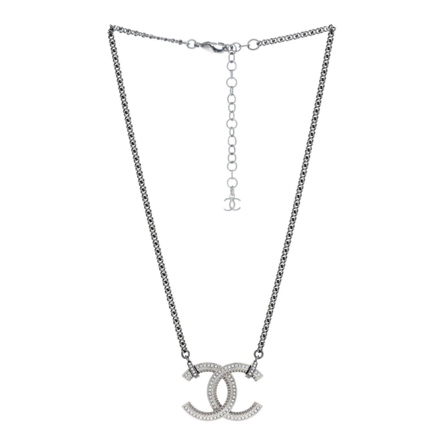 Chanel Ruthenium Crystal CC Chain Necklace 3 of 4