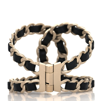Chanel Lambskin Chain CC Cuff Black Gold 3 of 5