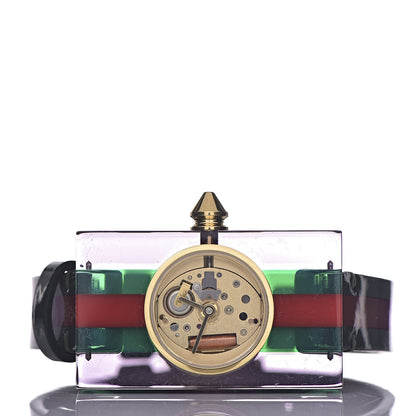 Gucci Stainless Steel Calfskin Plexiglass 24mm Skeleton Quartz Watch 3 of 8