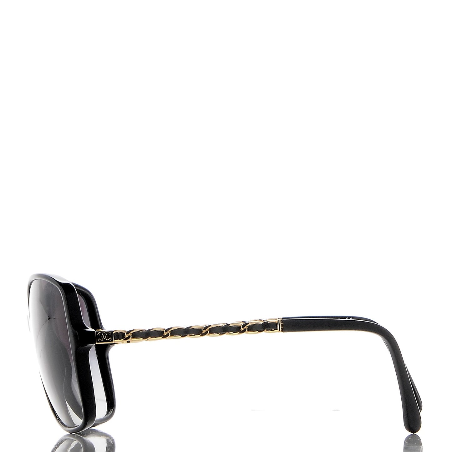 Lambskin Square Chain Sunglasses 5210-Q Black