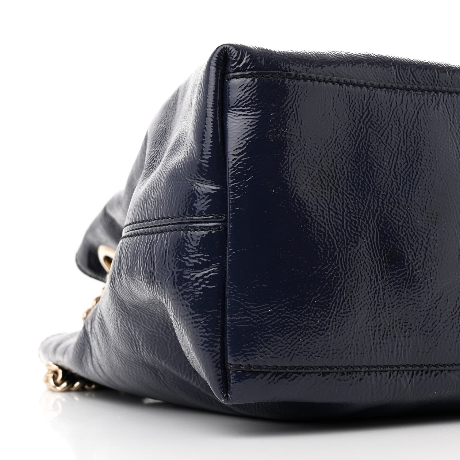 Gucci Vernice Naplack  Medium Soho Chain Shoulder Bag Uniform Blue 9 of 11