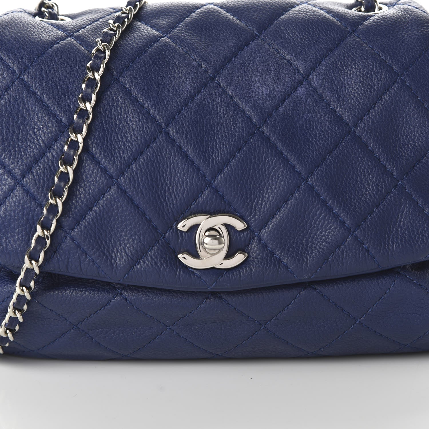 Chanel Calfskin Quilted CC Curvy Flap Blue 10 of 12