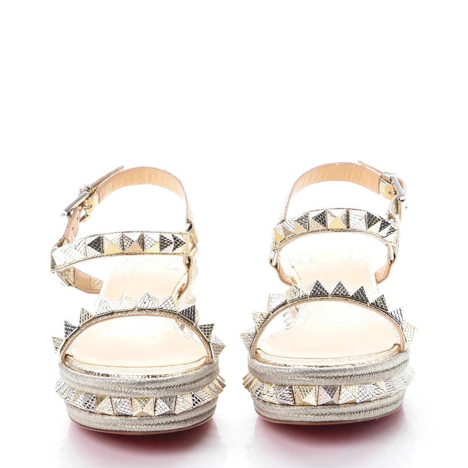 Christian Louboutin Specchio Vintage Pyraclou 60 Platform Sandals 38 Platine 2 of 8