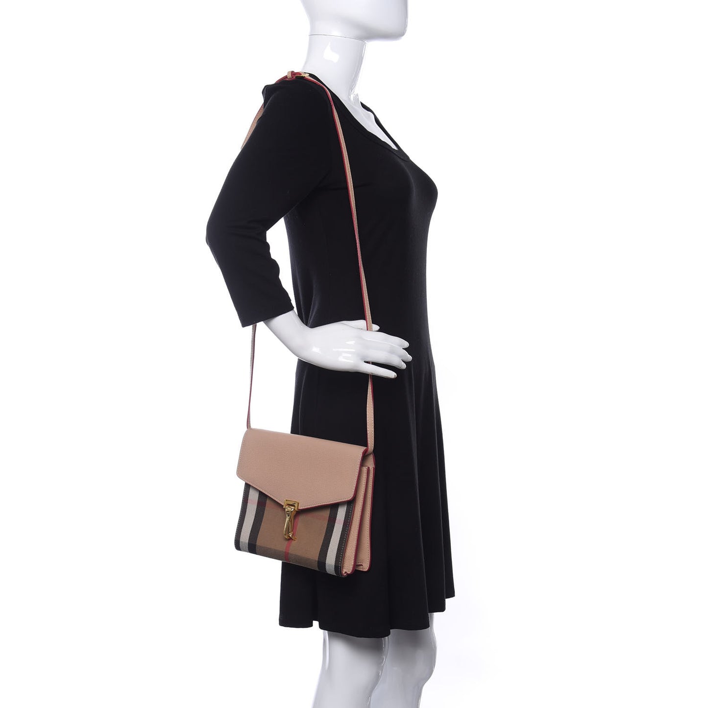 Derby Calfskin House Check Small Macken Crossbody Bag Ash Rose