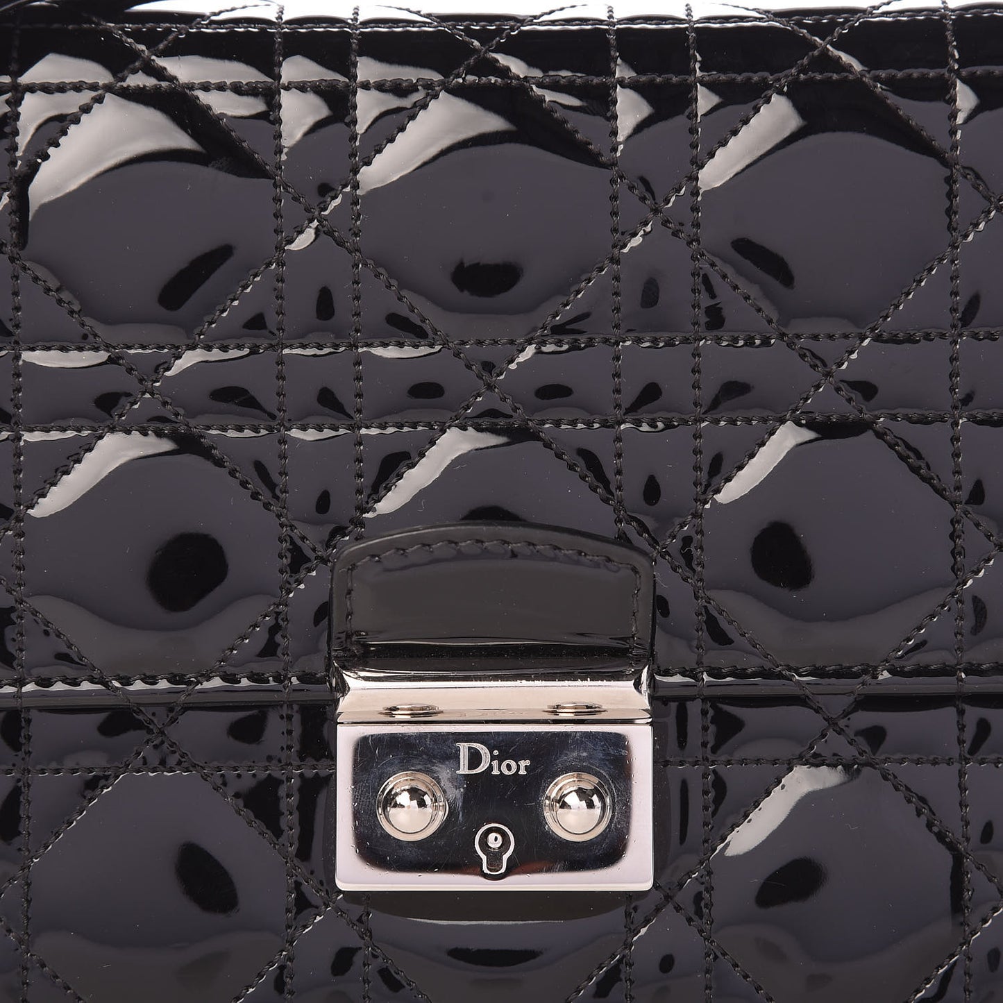 Patent Cannage Miss Dior Promenade Pouch Black