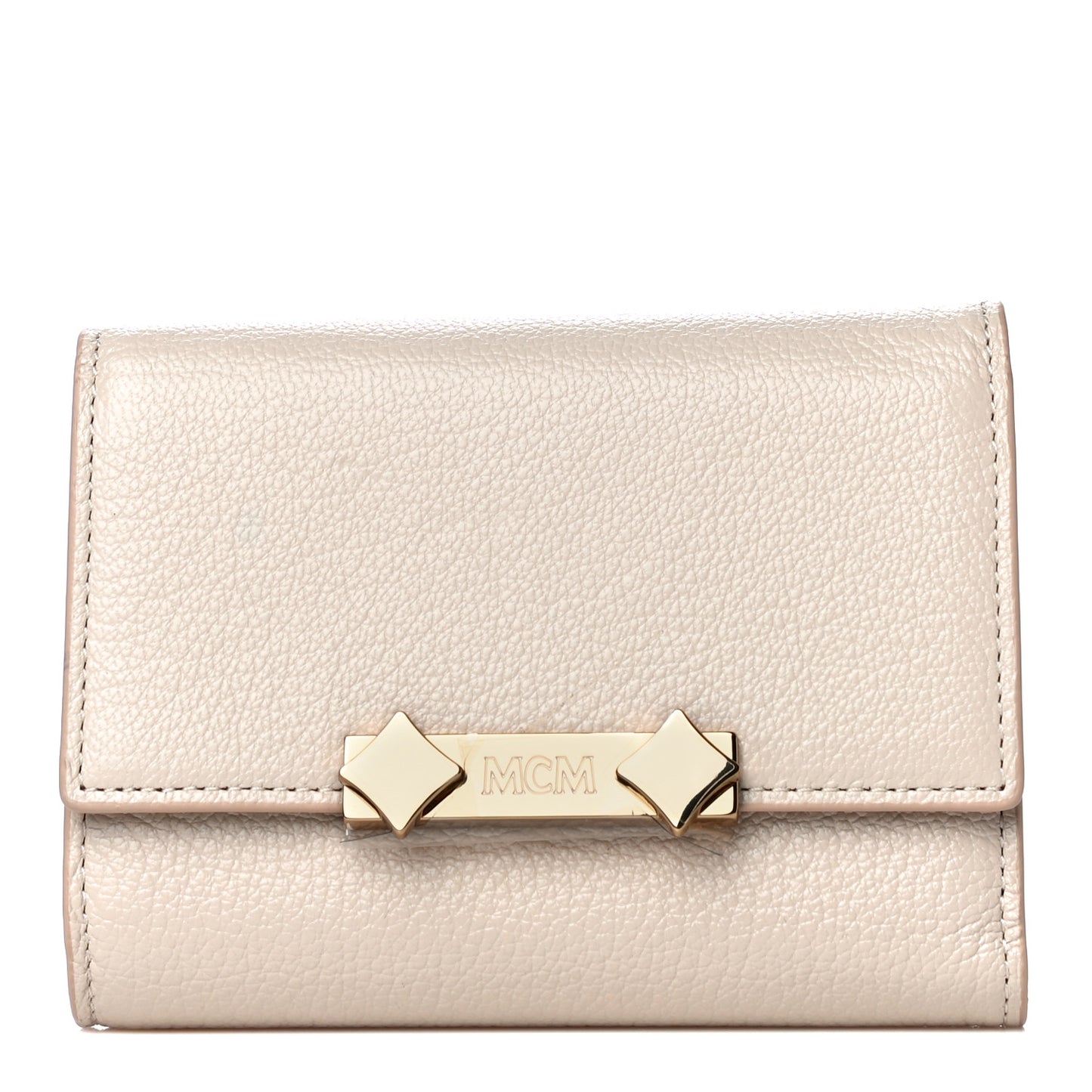 Goatskin Milano Tri-Fold Wallet Beige