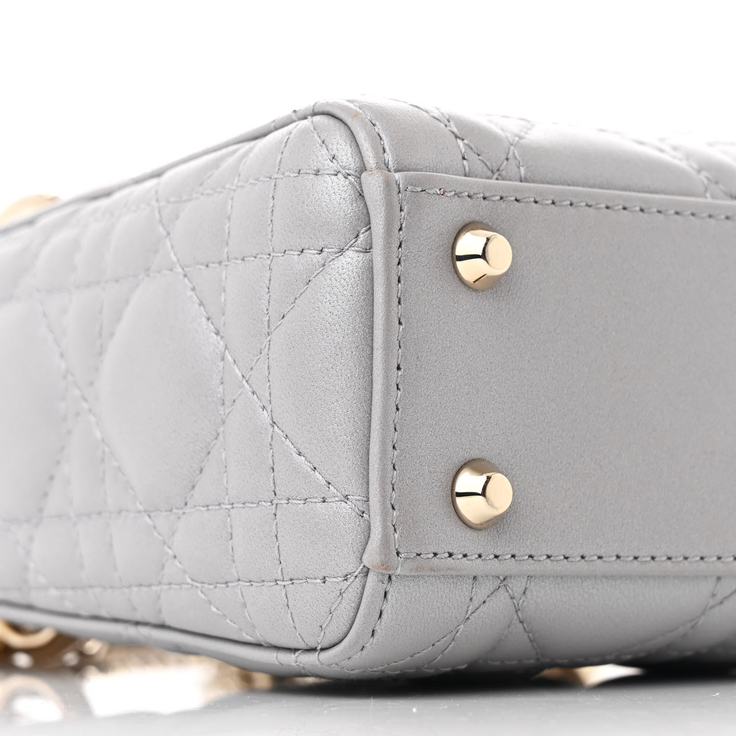 Christian Dior Metallic Lambskin Cannage Mini Lady Dior Grey 8 of 10