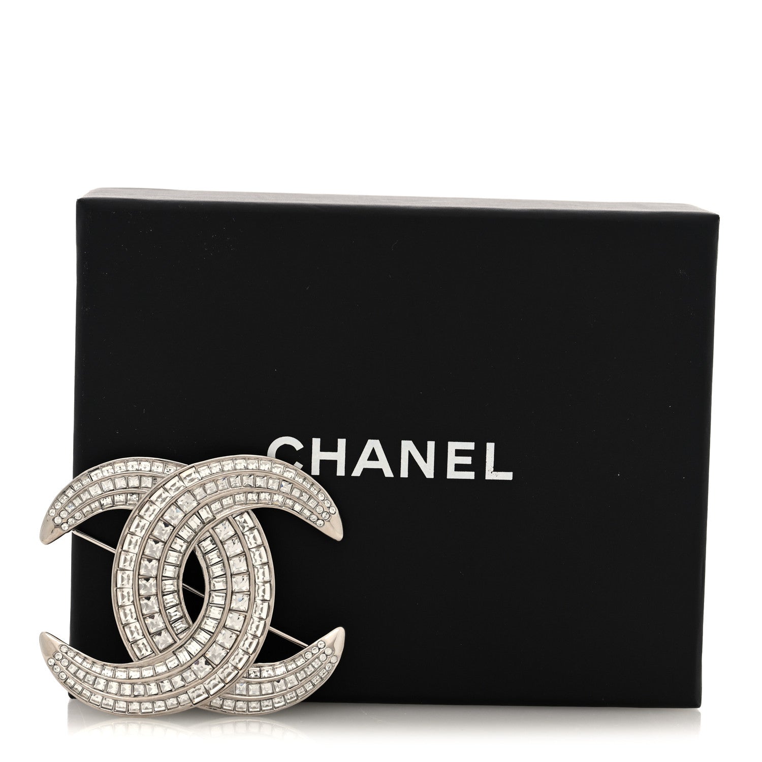 Chanel Baguette Crystal CC Brooch Silver 4 of 4