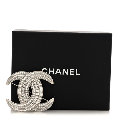 Chanel Baguette Crystal CC Brooch Silver 4 of 4