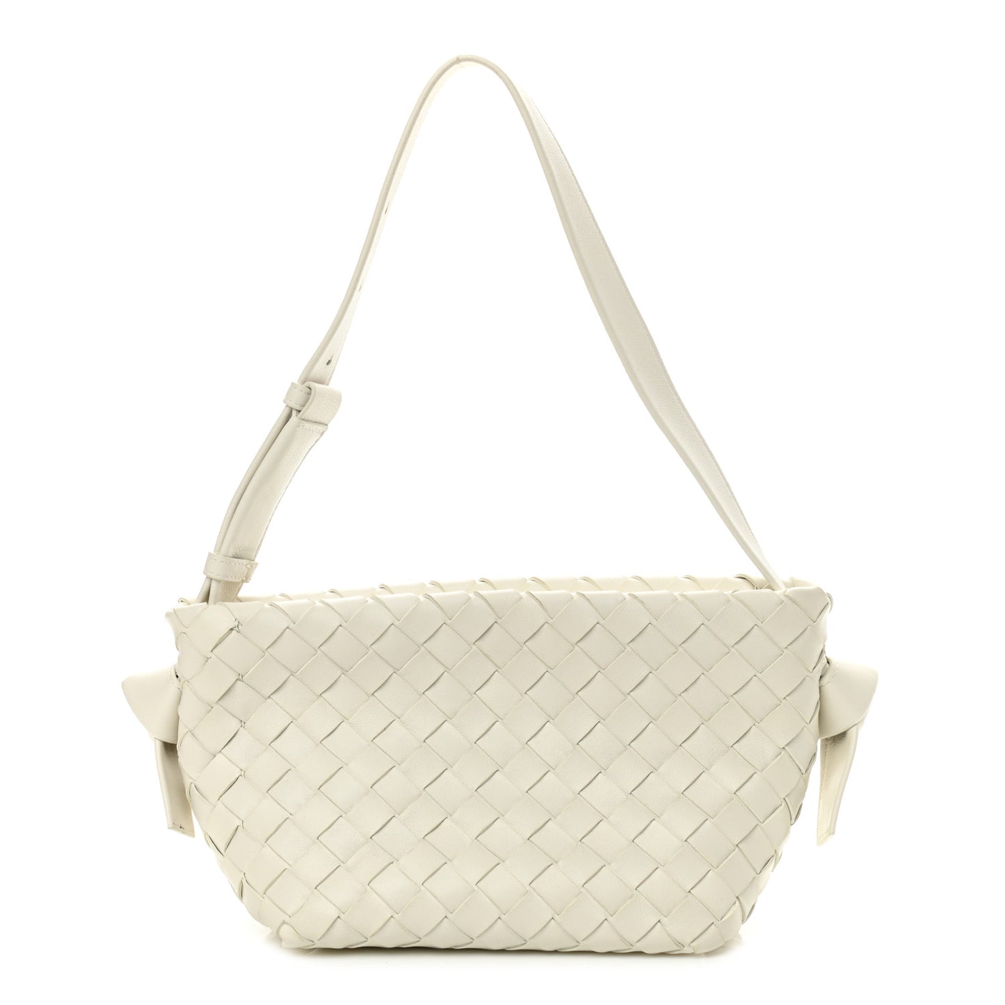 Nappa Intrecciato Tie Shoulder Bag White