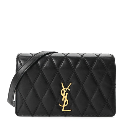 Saint Laurent Lambskin Diamond Quilted Monogram Angie Chain Bag  Black 1 of 10