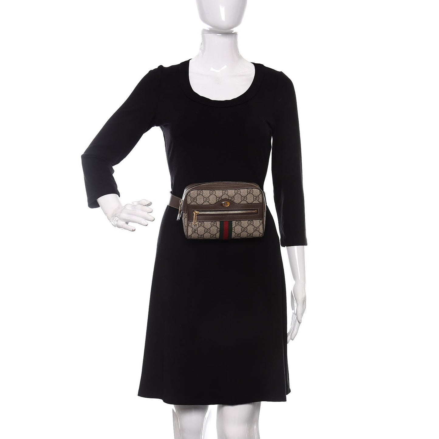 GG Supreme Monogram Web Small Ophidia Belt Bag 95 38 Dark Brown