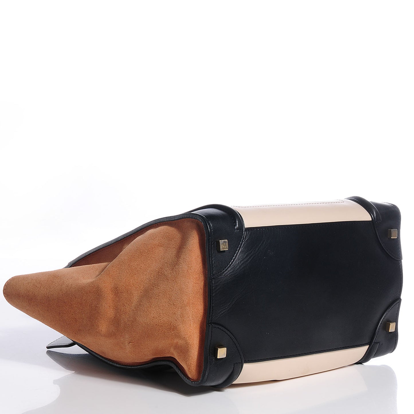 Satin Calfskin Mini Tri-Color Luggage Beige