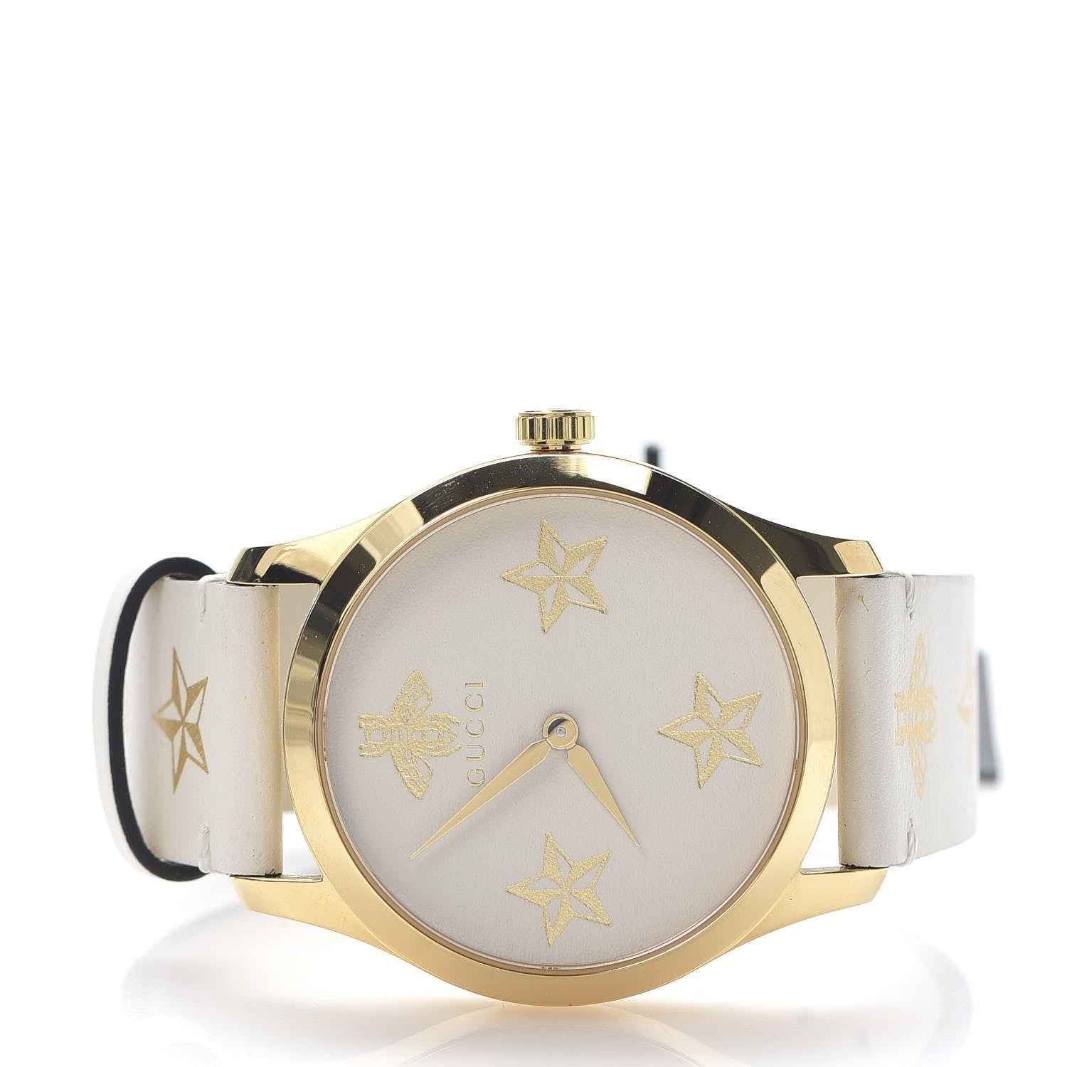 Gucci Stainless Steel Calfskin 38mm G-Timeless Bee Star Quartz Watch White 3 of 6