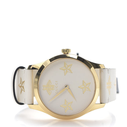 Gucci Stainless Steel Calfskin 38mm G-Timeless Bee Star Quartz Watch White 3 of 6
