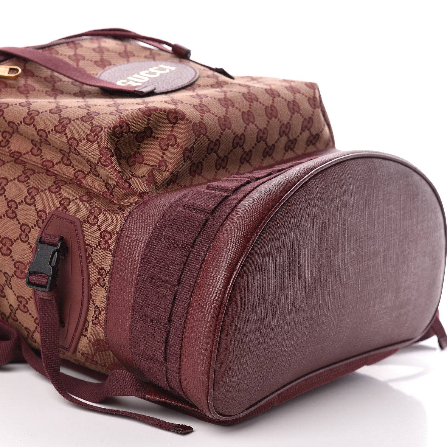 Gucci GG Monogram Script Logo Large Double Pocket Backpack Sahara Rubino Bordeaux 9 of 10