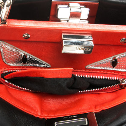 Fendi Nappa Karung Monster Eyes Mini Peekaboo Iconic Satchel Black Papavero 7 of 7
