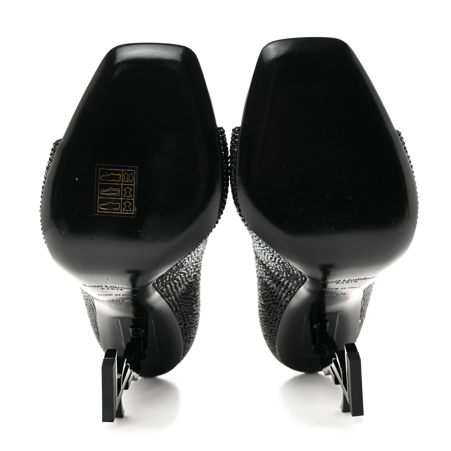 Saint Laurent Crystal Embellished Opyum Ankle Strap Sandals 38.5 Black 5 of 9