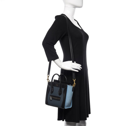 Celine Drummed Calfskin Nubuck Nano Tri-Color Luggage Milky Blue 2 of 11