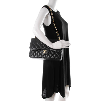 Chanel Caviar Quilted Jumbo Double Flap Black 2 of 8