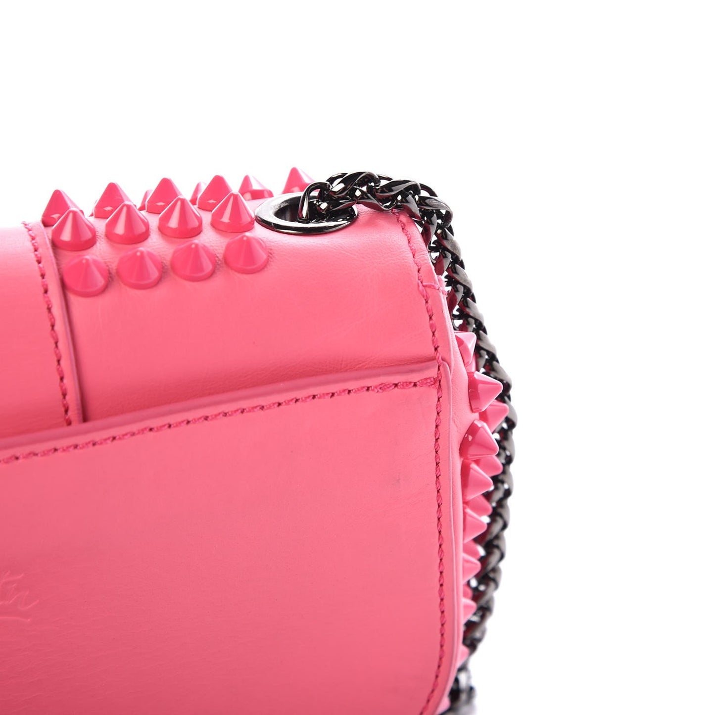 Calfskin Spiked Sweety Charity Crossbody Bag Pink