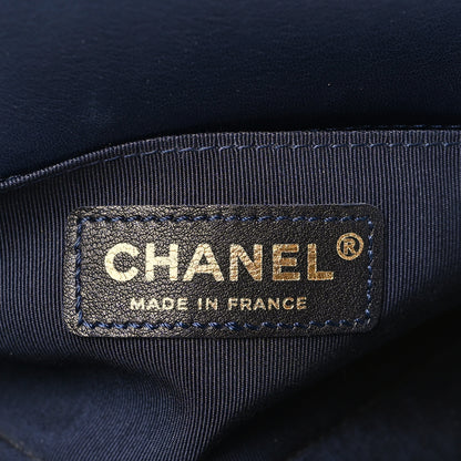 Chanel Sheepskin Braided Small Boy Reverso Flap Navy 6 of 9