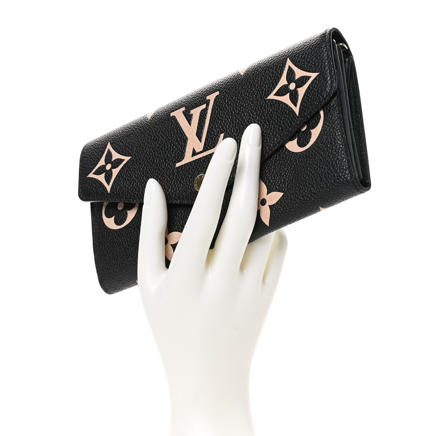 Louis Vuitton Monogram Empreinte Giant Sarah Wallet Black Beige 2 of 8