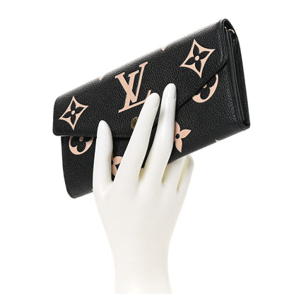 Louis Vuitton Monogram Empreinte Giant Sarah Wallet Black Beige 2 of 8