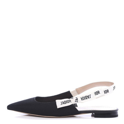 Christian Dior Technical Canvas Ribbon J'Adior Slingback Ballet Flats 39 Black 1 of 10