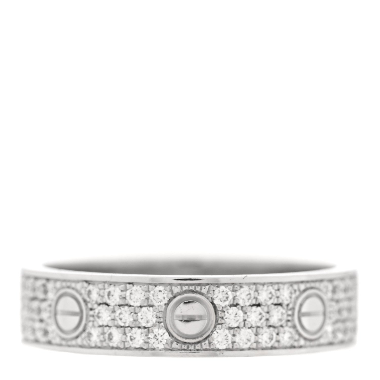 Cartier 18K White Gold Diamond LOVE Wedding Paved Band Ring 56 7.5 3 of 4