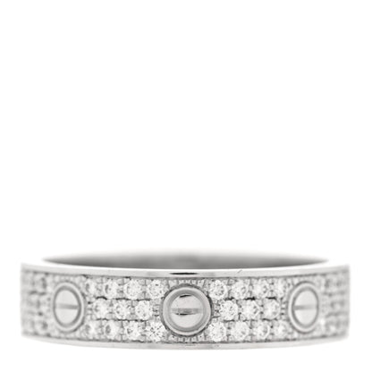 Cartier 18K White Gold Diamond LOVE Wedding Paved Band Ring 56 7.5 3 of 4