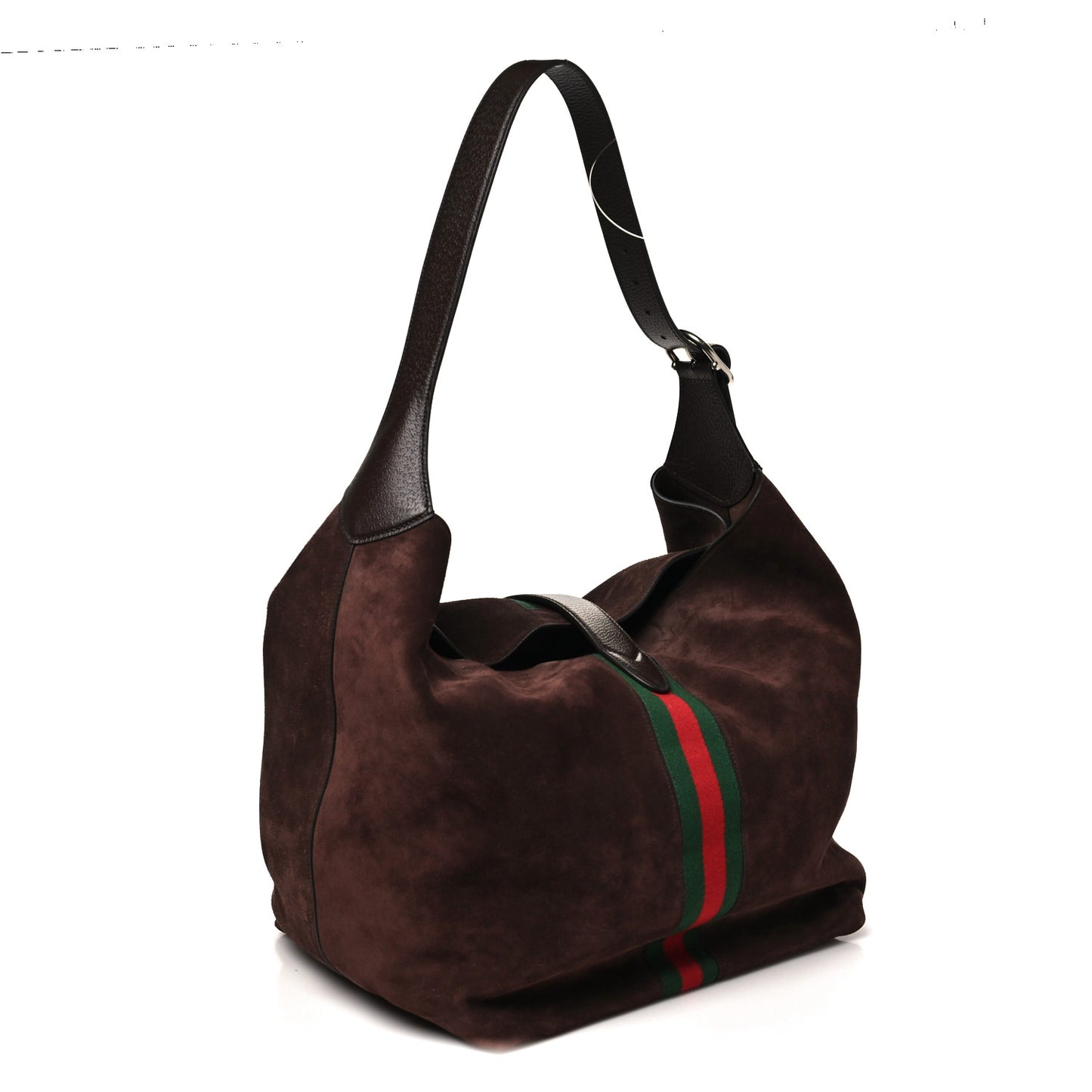 Suede Textured Dollar Calfskin Web Medium Jackie 1961 Crossbody Bag Brown