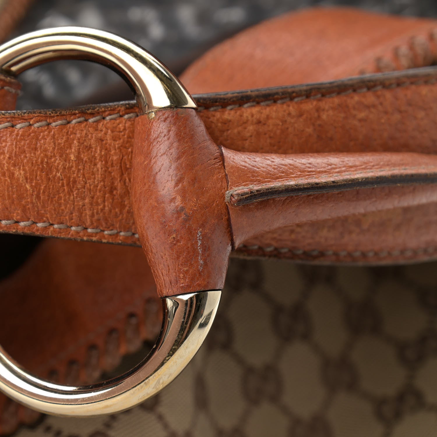 Gucci Monogram Large Horsebit Chain Hobo Brown 14 of 17