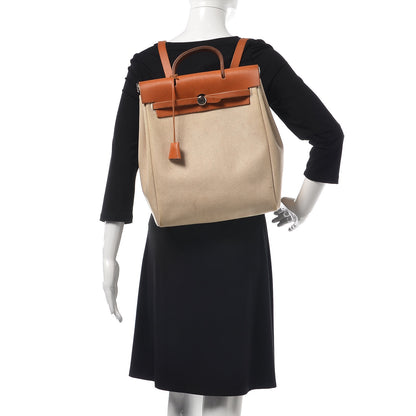 Hermes Toile Vache Calfskin Herbag 30 PM Backpack Natural 2 of 16