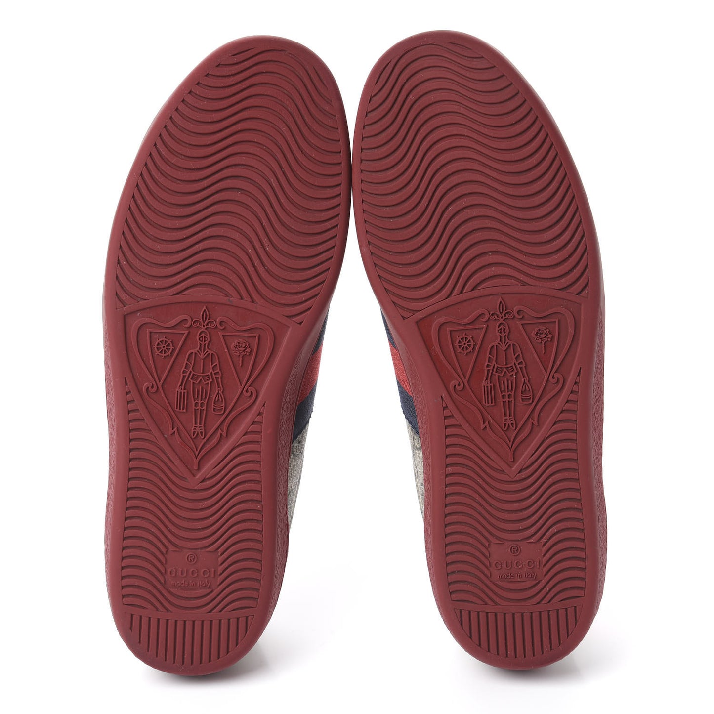 GG Supreme Monogram Ayers Mens New Ace Low-Top Sneaker 7 Beige Red