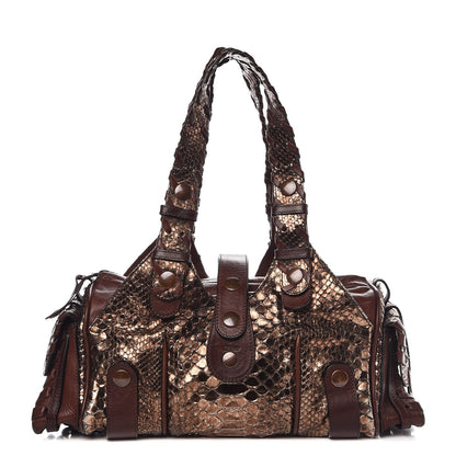 Chloe Metallic Python Calfskin Silverado Shoulder Bag Brown 1 of 13