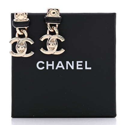Chanel Lambskin CC Turnlock Drop Earrings Gold Black 5 of 5