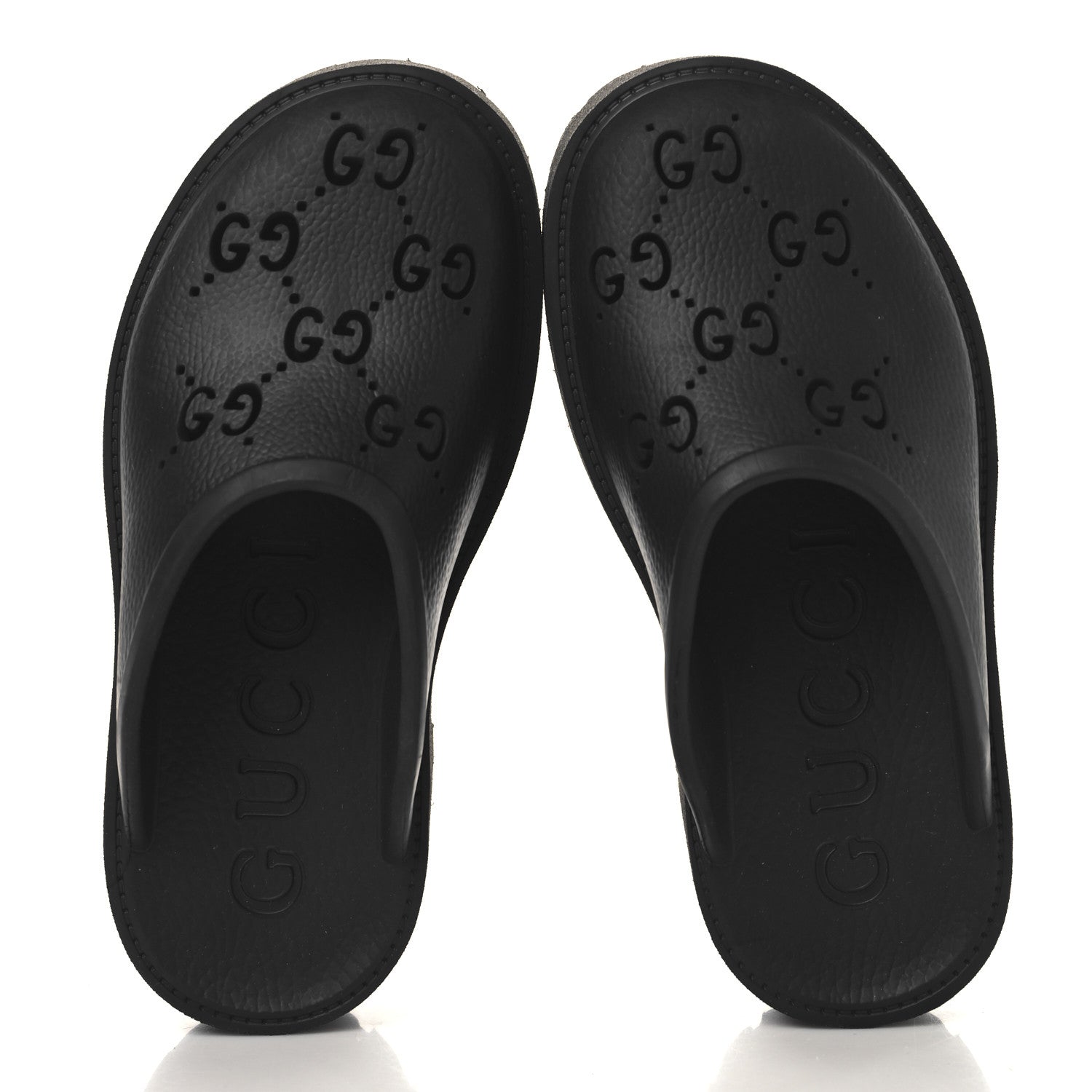 Gucci Rubber GG Monogram Perforated Elea Platform 55mm Lug Sole Sandals 36 Black 2 of 9