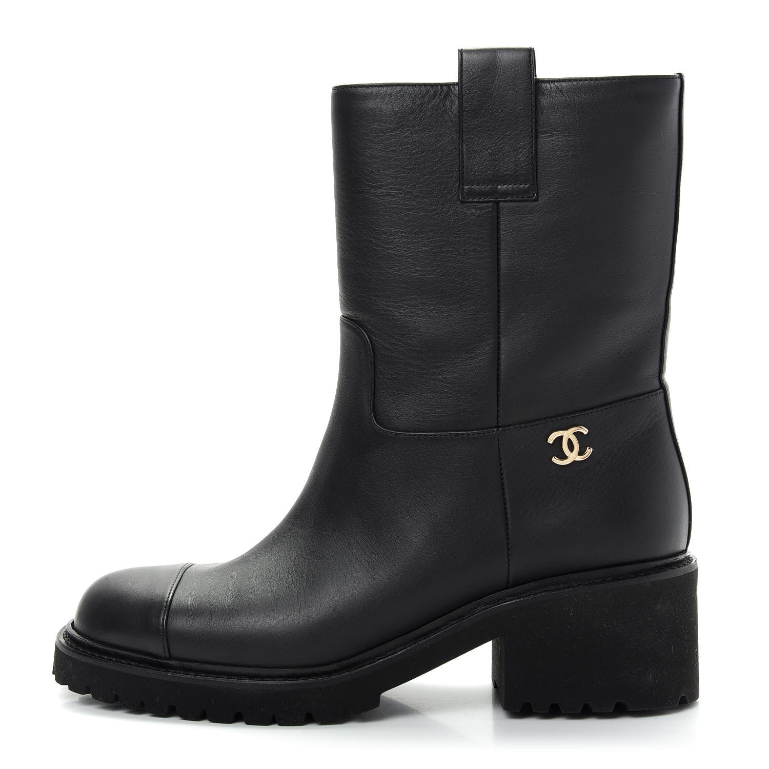 Chanel Calfskin CC Ankle Boots 39 Black 1 of 12