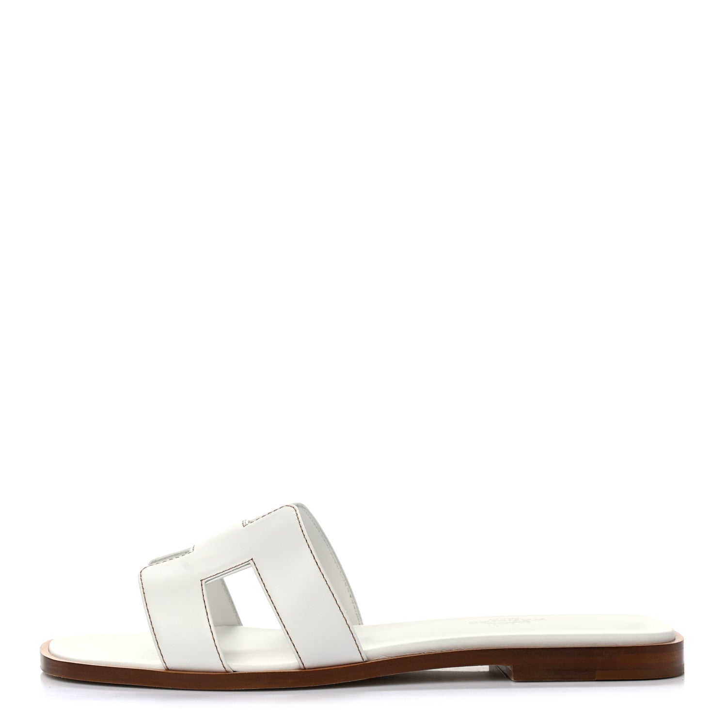 Hermes Box Calfskin Oran Sandals 37 White 1 of 9