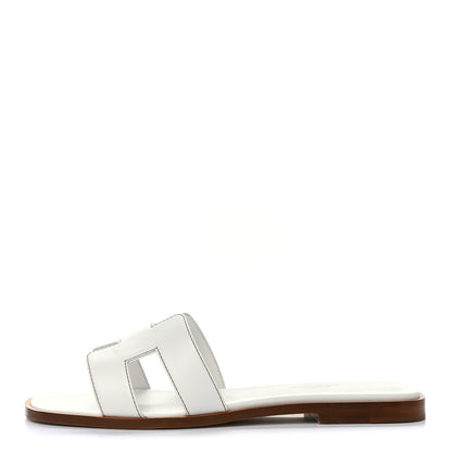 Hermes Box Calfskin Oran Sandals 37 White 1 of 9