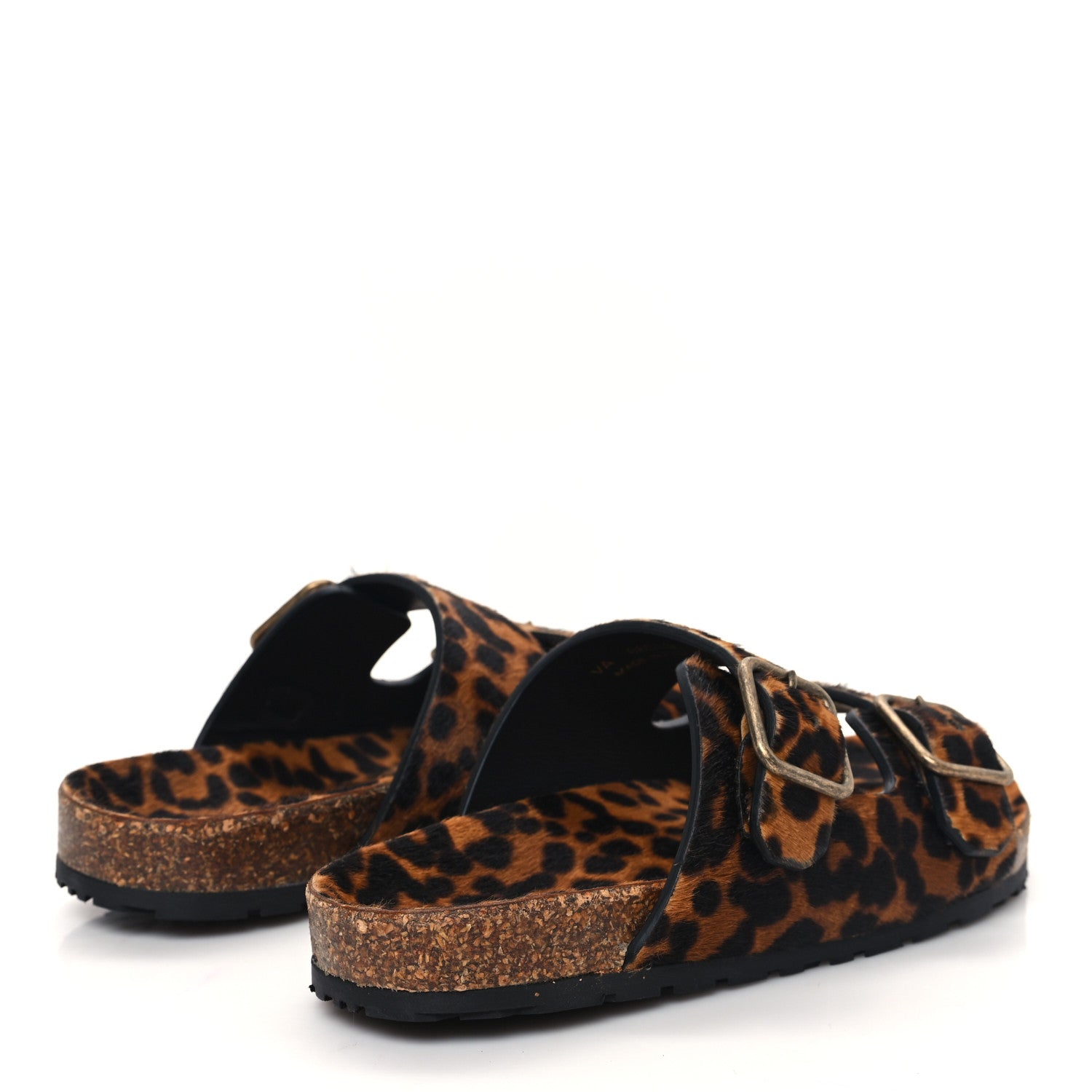 Saint Laurent Pony Hair Leopard Print Buckle Sandal Slides 36 Brown Coffee 4 of 8