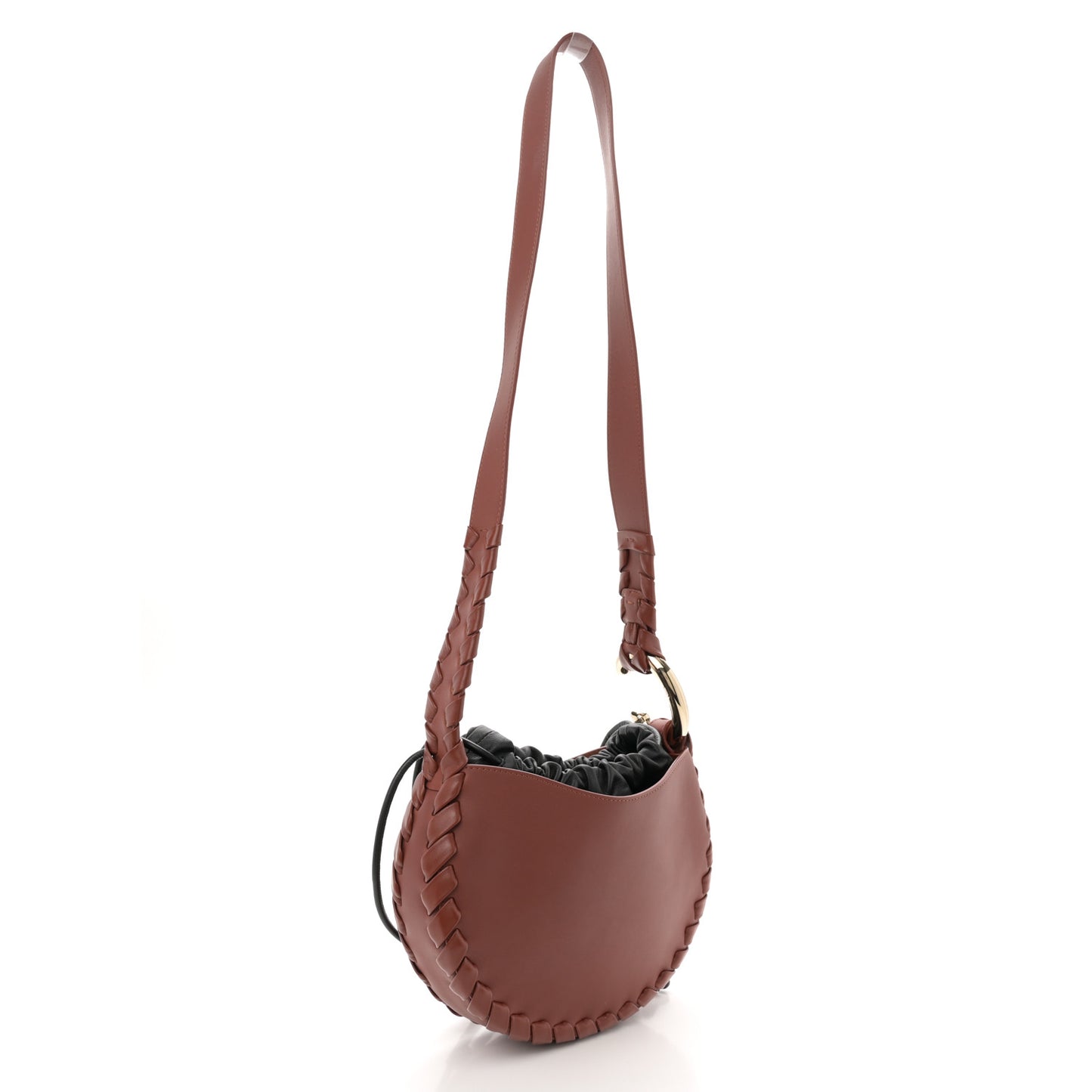 Calfskin Small Mate Hobo Henna Sepia Brown