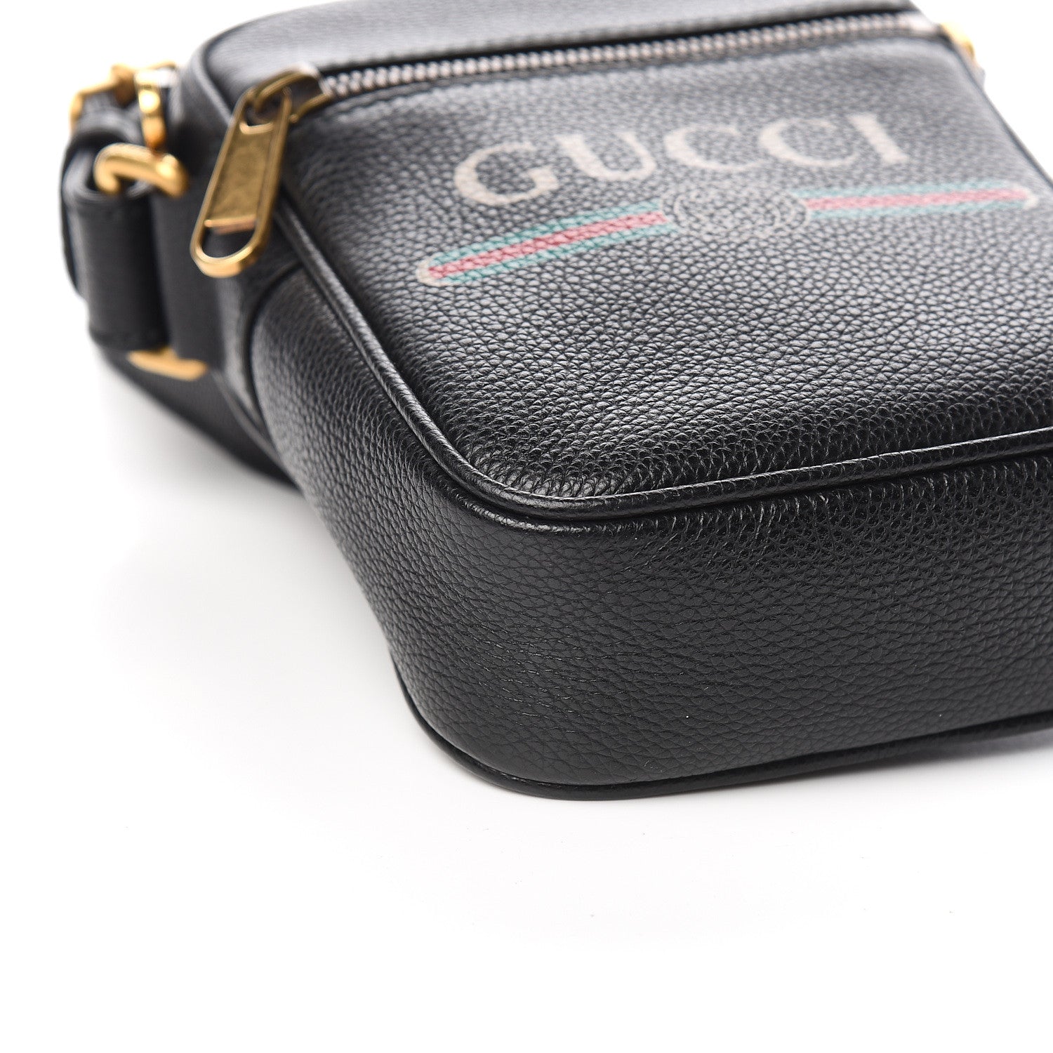 Gucci Grained Calfskin Mini Logo Messenger Bag Black 8 of 10