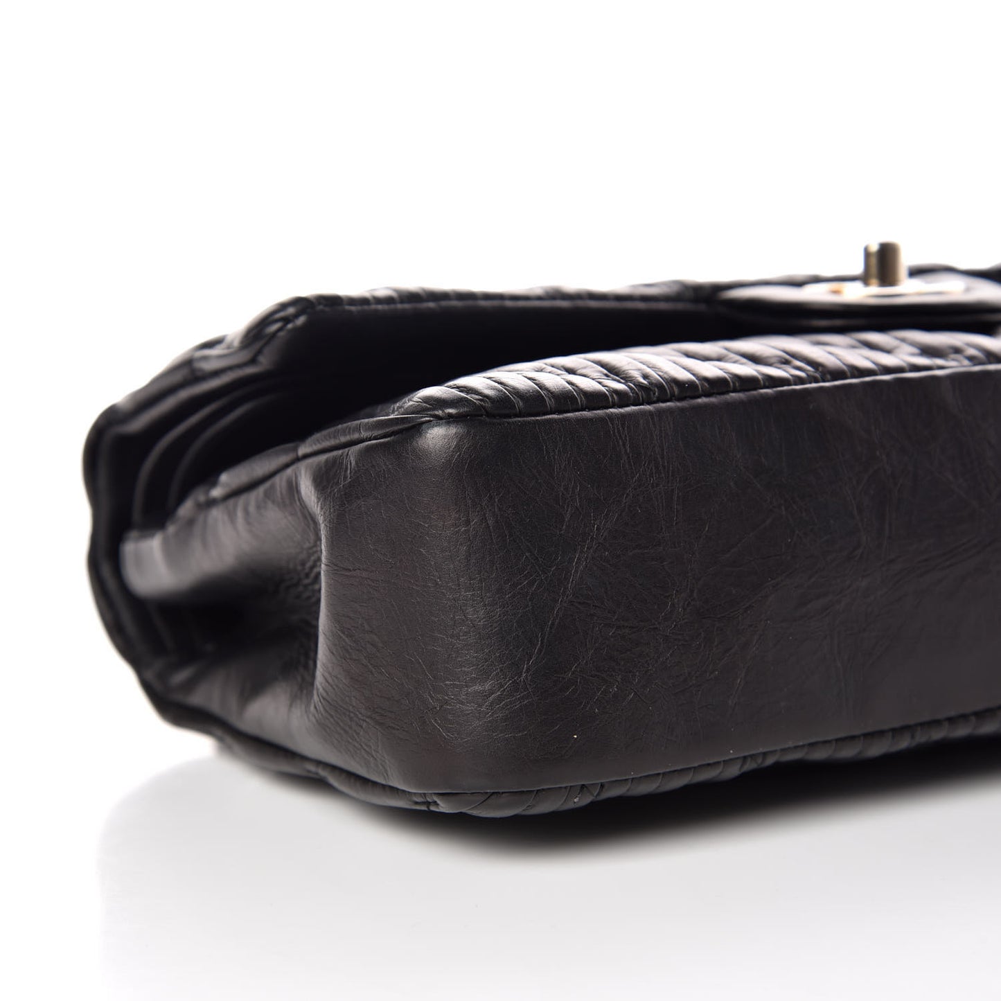 Calfskin Coco Pleats Medium Double Flap Black