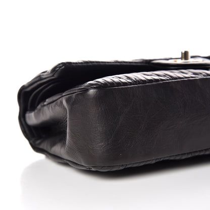 Chanel Calfskin Coco Pleats Medium Double Flap Black 8 of 9