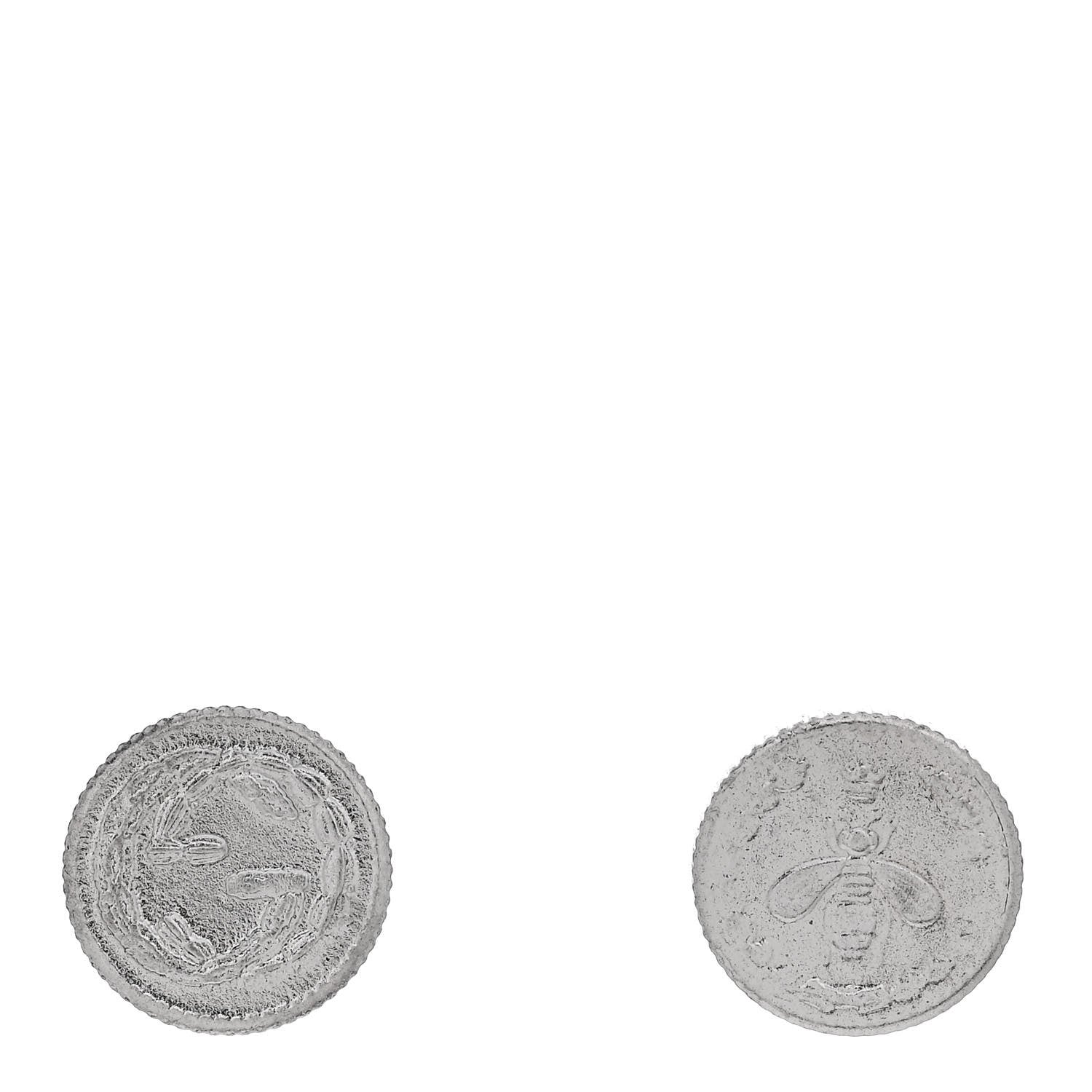 Gucci Sterling Silver Round Interlocking G Bee Stud Earrings 1 of 5